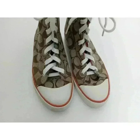 Coach Womens Bonney Sneakers  Multicolor High Top Signature Canvas Lace Up 6B - Picture 6 of 8